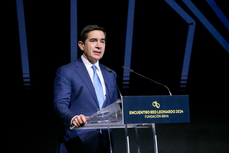 Carlos Torres Vila, presidente de la Fundación BBVA, durante su intervención en el Encuentro Red Leonardo 2024.